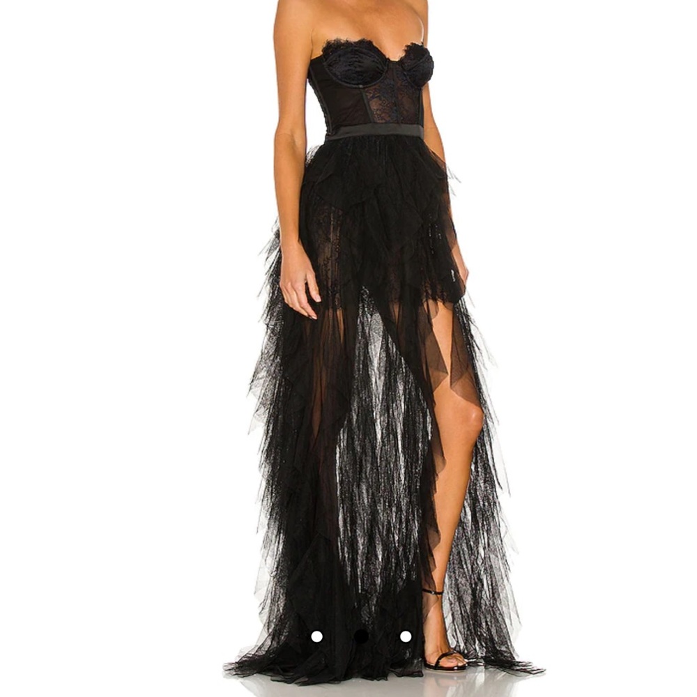 For Love & Lemons Bustier Gown in Black